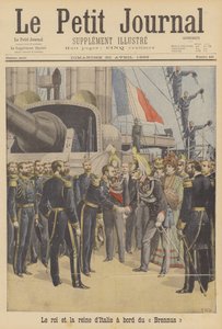Kungen och drottningen av Italien ombord på det franska slagskeppet Brennus
